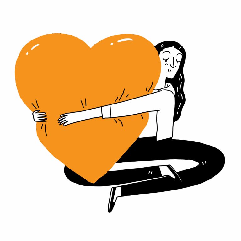 heart hugged by a person, expressing love, connection, family